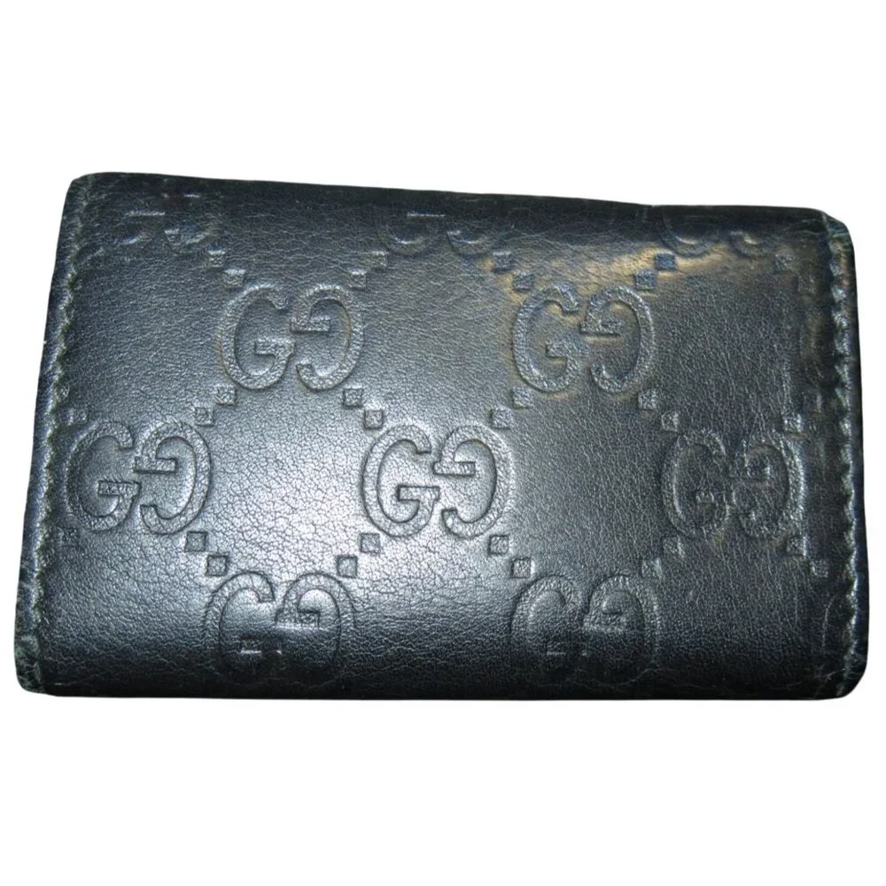 Gucci GG Guccissima Black Italian leather vintage monogram key holder wallet